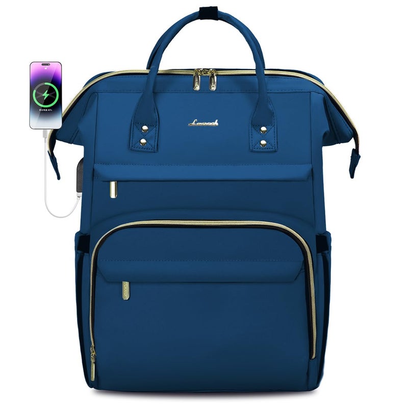 LOVEVOOK Laptop Backpack for Women 15.6 Inch Professional Womens Travel Backpack Purse Computer Laptop Bag Nurse Teacher Backpack Waterproof College Work Bag Carry on Backpack with USB Port Royal Blue - Image 1